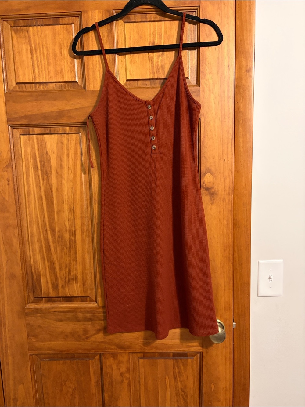 American Eagle Outfitters Rust Button-Front Mini knit Dress